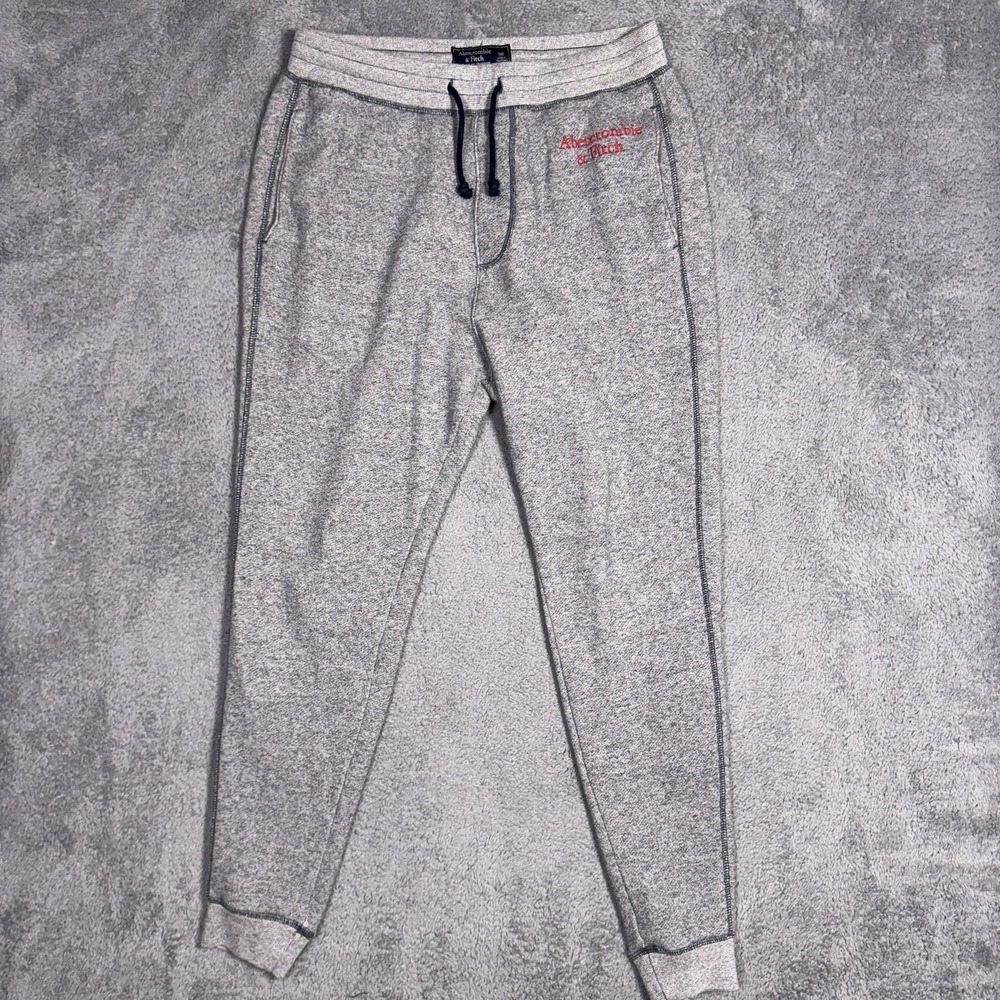 Abercrombie & Fitch Jogger Sweatpants Mens M Fleece Drawstring Logo Terry Knit